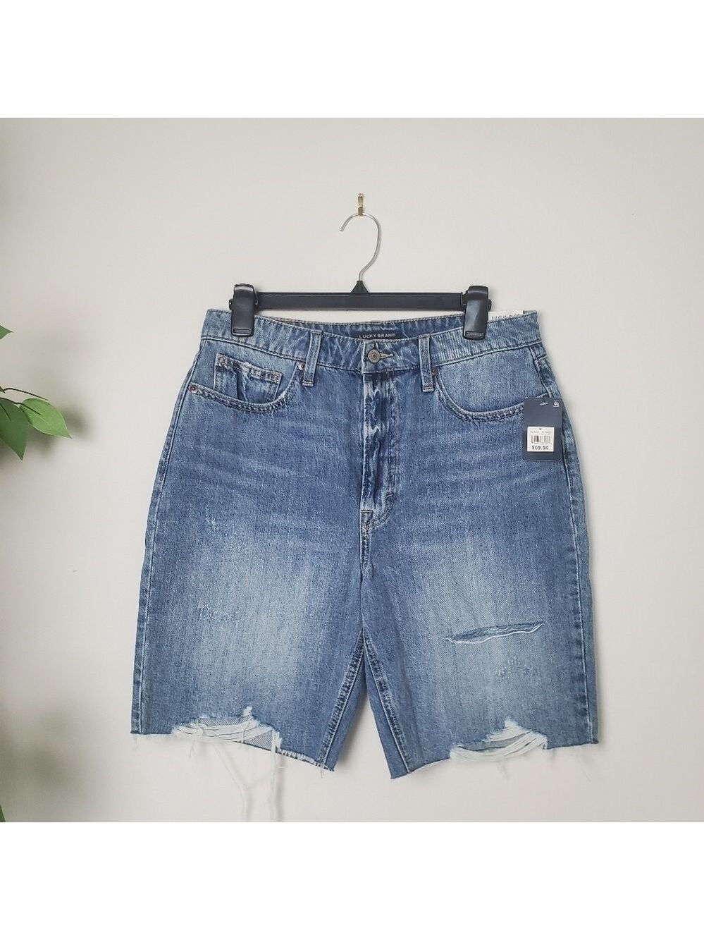 Lucky Brand High Rise Bermuda Shorts Womens Size 10 Distressed - Picture 2 of 15